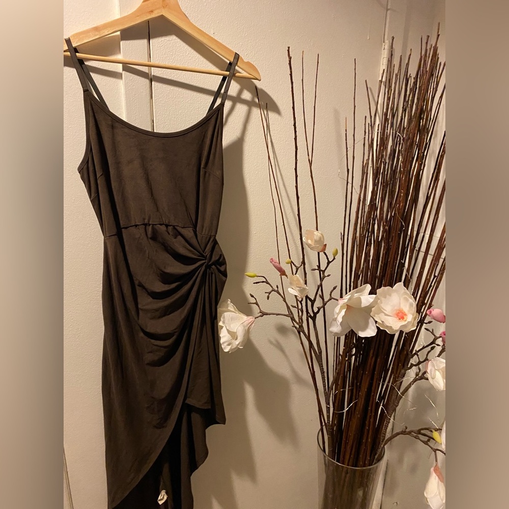 Faux Suede Brown Dress